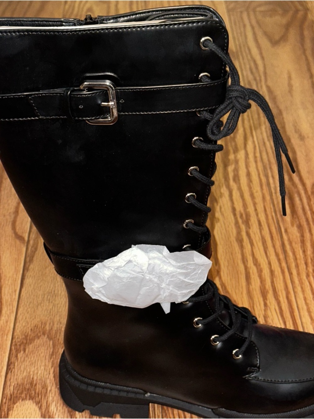 Tall Black Lace-Up Combat Boots
